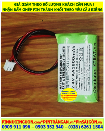 Pin đèn Exit 2.4v-AA1800mAh, Pin đèn khẩn cấp 2.4v-AA1800mAh, Pin đèn sự cố 2.4v-AA1800mAh chính hãng